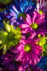 Obraz premium Vibrant floral display close up of colorful daisies for design and decoration