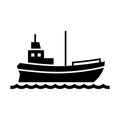 Obraz premium fisher boat glyph icon. boat illustration.