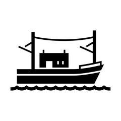 Obraz premium fisher boat glyph icon. boat illustration.