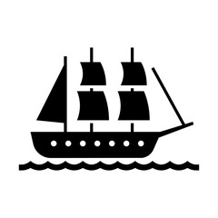 sailing ship glyph icon. vintage ship illustration. © Izwarm