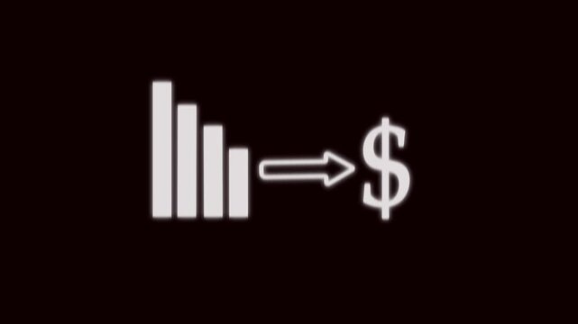 Financial Bar Chart Decreasing Towards a Dollar Sign on a Dark animation Background finance business.Animated bar chart dropping towards dollar sign, great for stock market, finance, and analytics - Powered by Adobe