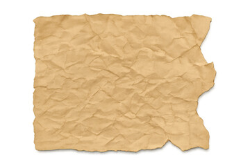 Crumpled vintage paper with torn edges, old parchment texture on a transparent background, aged blank scroll for messages