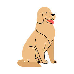 Golden Retriever dog sitting. Cute and friendly pet illustration, ideal for animal care, veterinary, or happy pet concepts.
