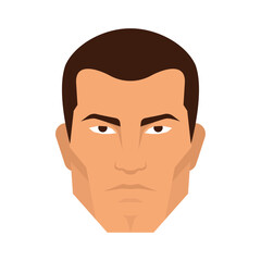 Male portrait with a neutral expression. Flat vector illustration for concepts of user avatar, profile, man, or identity.