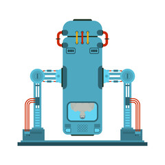 Large, complex cryo chamber or industrial preservation apparatus with pipes and mechanics. Advanced cryogenic storage technology.