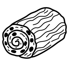 Classic Yule log cake holiday dessert art great for Christmas bakery themes winter recipe cards sweet packaging and festive crafts