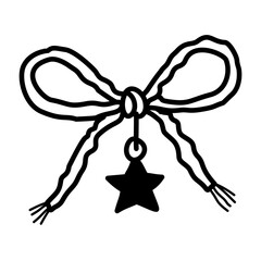 Festive ribbon with a star cheerful Christmas decor illustration ideal for gift tags holiday cards wrapping accents and seasonal design sets