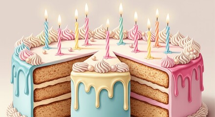 Colorful Celebration Cake Illustration