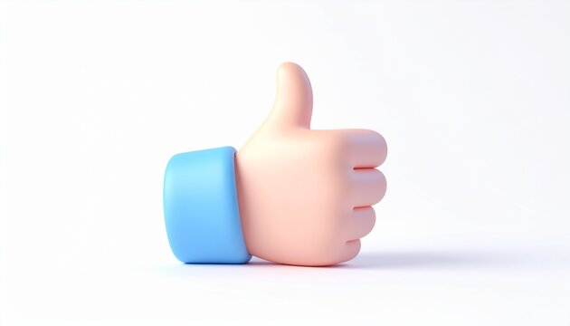 3D Thumbs Up for Social Media Success and Positive Feedback, Perfect for Digital Marketing Campaigns and Online Engagement, Boost Your Brand Today