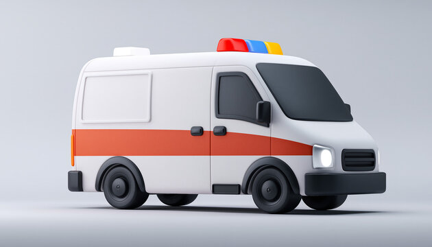 Detailed modern ambulance mockup, ready for emergency. Perfect for hospitals, first aid, urgent care, and healthcare advertising materials or presentations.