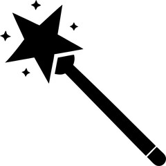 Magic wand silhouette vector black , white background