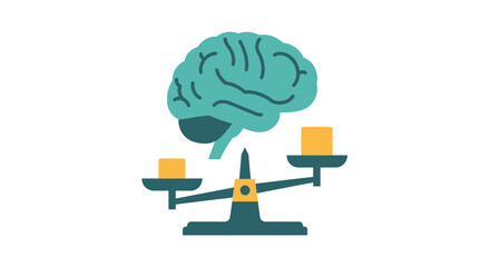 Brainpower balanced with wisdom, a concept design for decision making and mental health, emphasizing equilibrium and thoughtful consideration