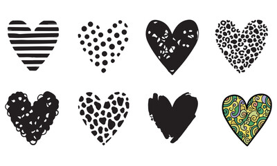 Vector Heart Clipart & Doodle Bundle: Hand-Drawn Love, Valentine's Day Icons, and Abstract Designs
