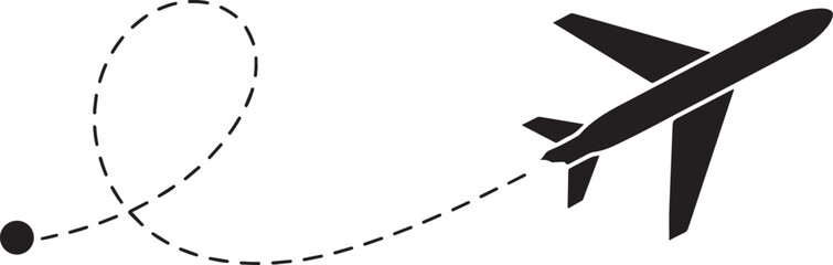 Airplane line path vector icon of air plane flight route © Ranaart