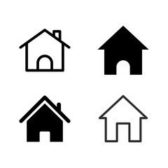 Set of diverse home icons in outline and solid styles for web and app design projects