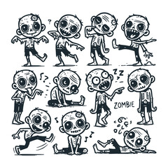 Children's line scribble of playful zombie