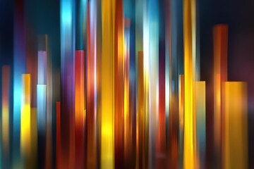 Abstract Vertical Rectangles in Warm and Cool Colors with Blurred Background