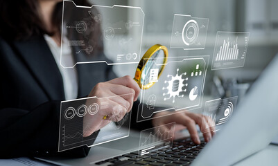 Big data visualization dashboard showing analytics, insights, and performance. Data supports...