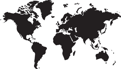 Black silhouette isolated World map