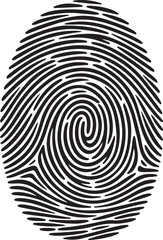 Black silhouette of fingerprint vector illustration. fingerprint scan