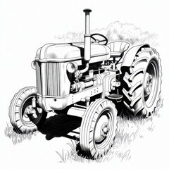Vintage tractor illustration for agricultural farming and farm equipment product promotion use case