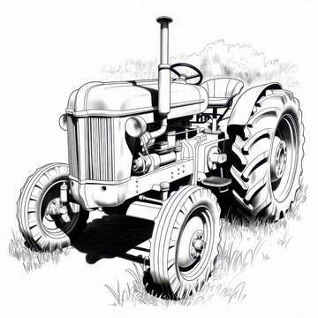 Vintage tractor illustration for agricultural farming and farm equipment product promotion use case