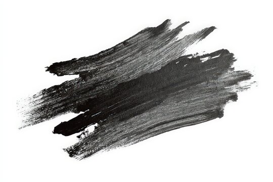 Abstract Rough Black Brush Stroke with Grainy Texture Isolated on White Background Artistic Expression and Creative Design Element Illustration