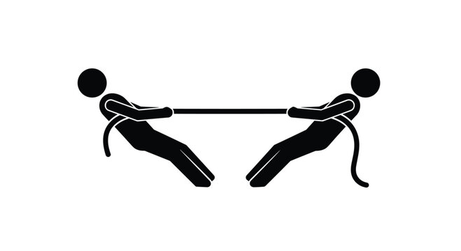 Strategic tug of war symbolizing intense business competition and rivalry showing teamwork challenge and strength on a clean white background, Generative AI*