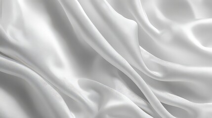 Obraz premium Elegant White Silk Fabric with Soft Folds and Subtle Shadows Creating a Luxurious and Smooth Texture with Graceful Drapes for Background or Design Element