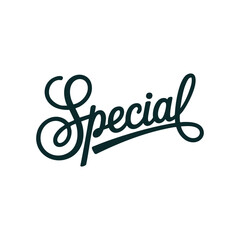 Special written in a joining script style with a bold and stylish stroke in high-quality vector format, designed as a modern decorative typography logo for unique designs, greeting cards, branding pro