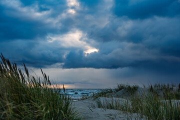 Cloudy afternoon by Baltic sea, Liepaja, Latvia.