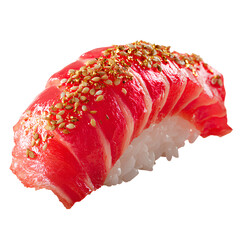 Fresh Tuna Nigiri Sushi with Sesame Seeds Isolated on Transparent Background