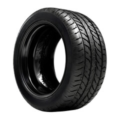 Black Car Tire with Detailed Tread Pattern Isolated on Transparent Background