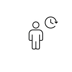 Obraz premium Person and clock. Daily routine, timeless tracking and work schedules. Pixel perfect, editable stroke vector icon