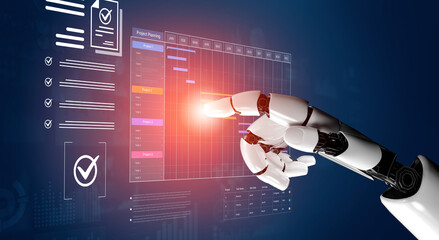 An AI assistant manages a project dashboard, automating task scheduling with a Gantt chart. This smart system tracks progress and optimizes the business workflow and timeline. Fermion
