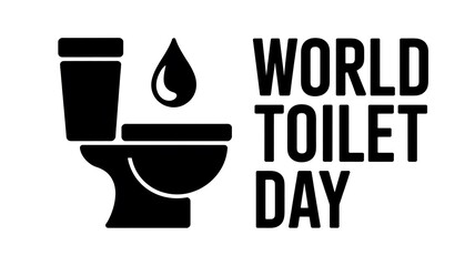World toilet day black icon design with toilet and water drop
