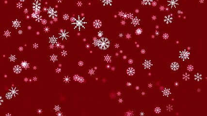 Falling white snowflakes on a vibrant red background festive holiday season winter animation - Powered by Adobe