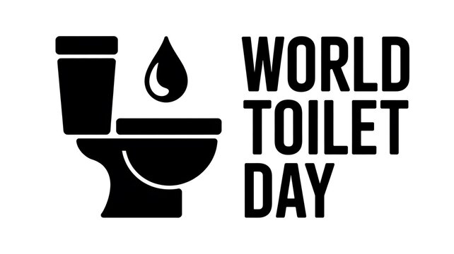 World toilet day black icon design with toilet and water drop
