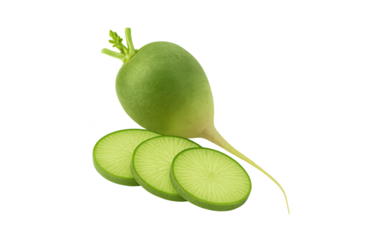 Fresh green lime with round cross-sections on transparent background