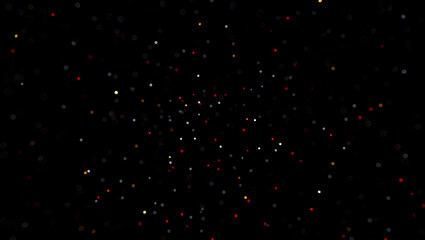 Obraz premium Glowing dots in a geometric pattern, located on a black background, dynamic contrast.