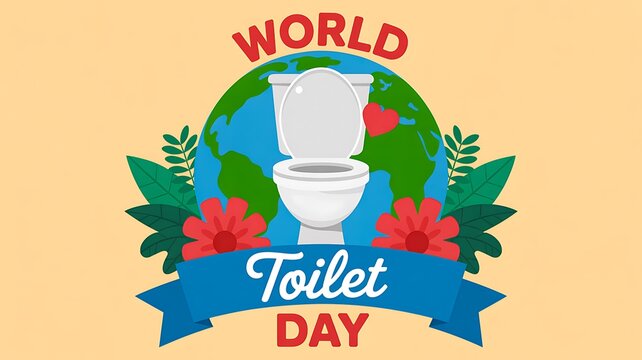 World toilet day illustration with globe and toilet symbol
