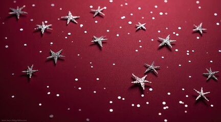 Naklejka premium Sparkling Stars on Red Background for Festive Celebrations
