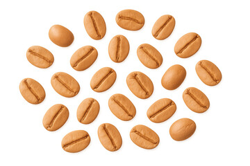 Roasted whole coffee beans creating a natural pattern, providing ingredient for beverage, food, and stimulating caffeine