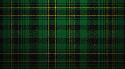 Fototapeta premium Green and Yellow Plaid Pattern with Black Accent for Textile Design