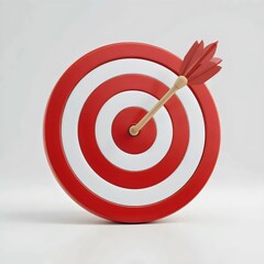 Bullseye Achievement: Arrow Hits the Center of a Red and White Target