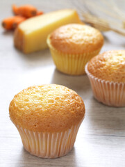 close up of a cheese muffin