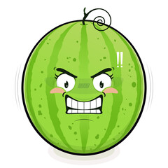 watermelon angry face cartoon cute