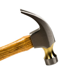 A Metal Claw Hammer with a Wooden Handle Detailed Close Up Shot Isolated on a Black Background