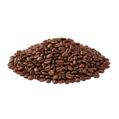 A Mound of Roasted Coffee Beans Isolated on a Transparent Background with Soft Natural Lighting Illuminating Their Rich Brown Color and Detailed Texture