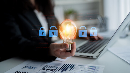 Digital security concept illustrating a cybersecurity breach, with a red unlocked padlock indicating data exposure among secure systems, emphasizing system vulnerability and risk Latch